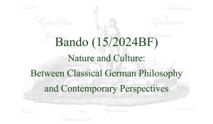 Bando (15/2024BF) – Nature and Culture: Between Classical German Philosophy and Contemporary Perspectives