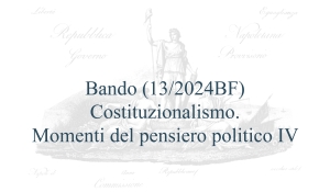 Bando (13/2024BF) – Costituzionalismo. Momenti del pensiero politico IV