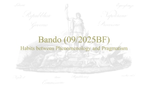 Bando (09/2025BF) – Habits between Phenomenology and Pragmatism